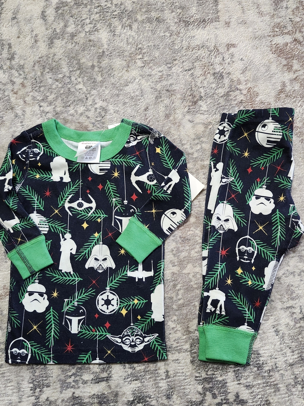 Hanna Andersson Navy, Green & White Star Wars Character Pajama Set